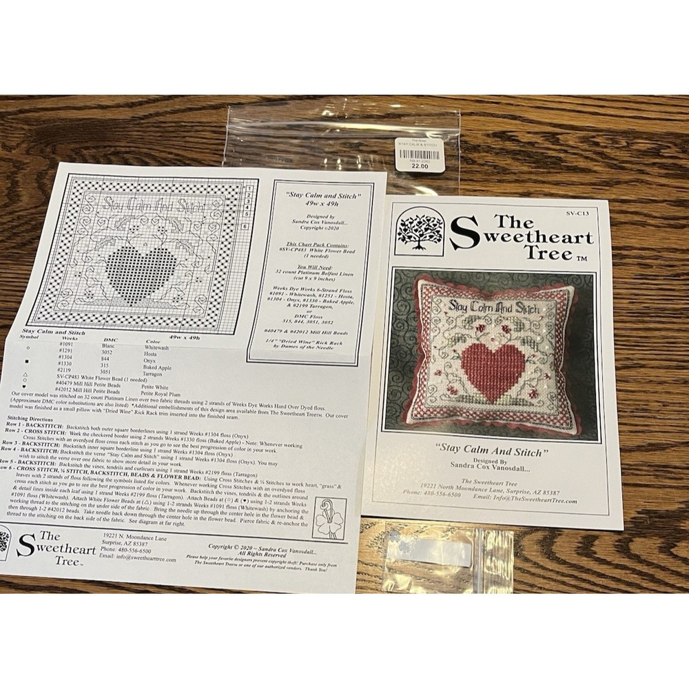 Sweetheart Tree Stay Calm And Stitch Sandra Cox Vonosdall Chart Pattern Bead